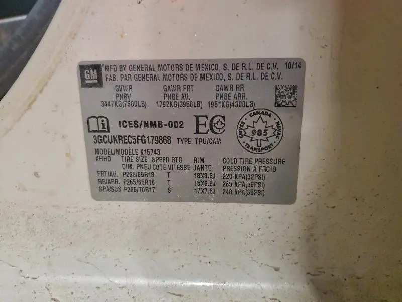 2015 CHEVROLET SILVERADO K1500 LT  