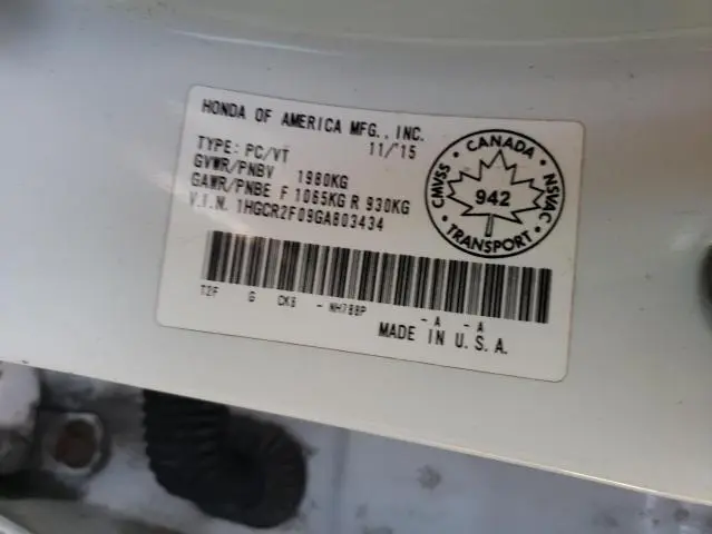 2016 HONDA ACCORD EX  