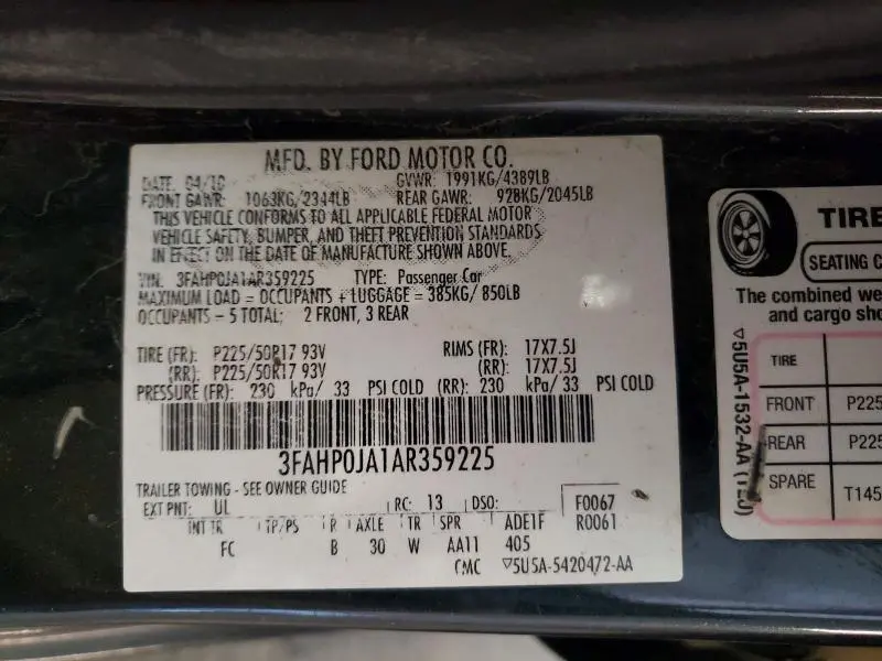 2010 FORD FUSION SEL  