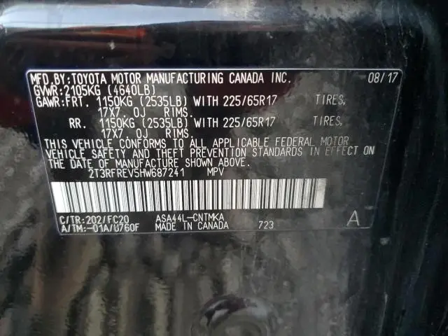 2017 TOYOTA RAV4 XLE  