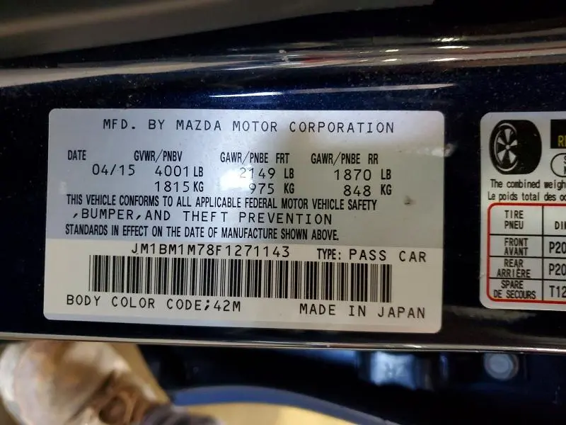 2015 MAZDA 3 GRAND TOURING  