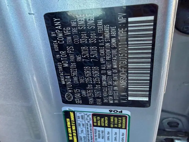 2016 HYUNDAI SANTA FE SE  