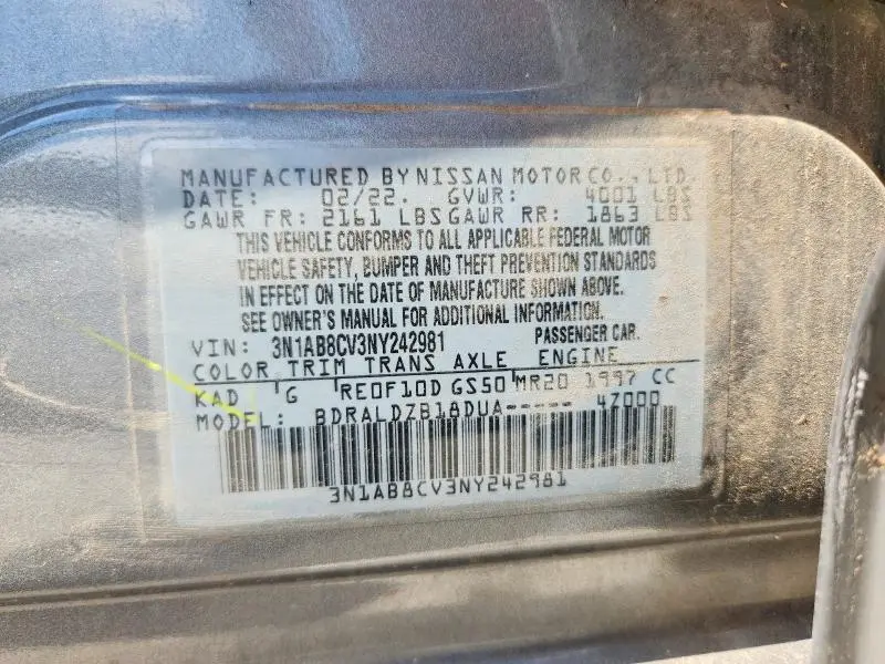 2022 NISSAN SENTRA SV  