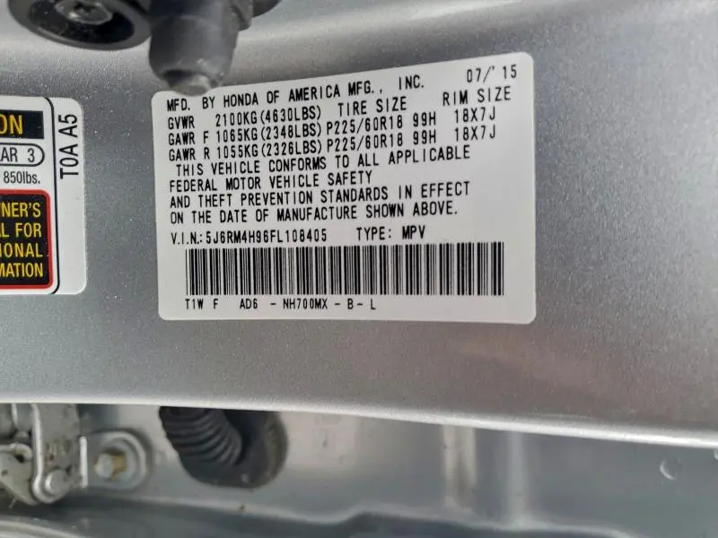 2015 HONDA CR-V TOURING  