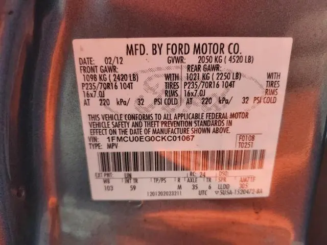 2012 FORD ESCAPE LIMITED  