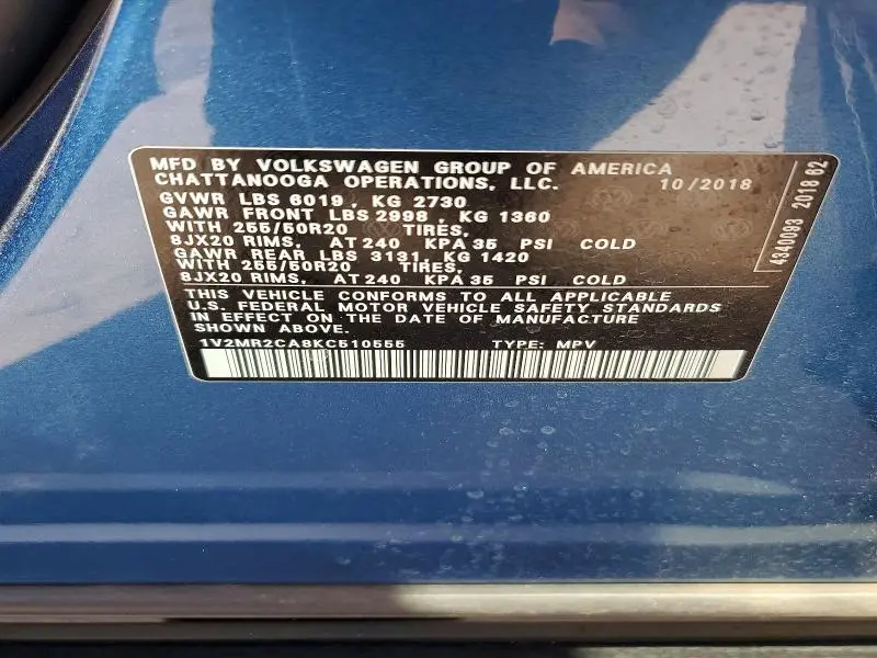 2019 VOLKSWAGEN ATLAS SEL  