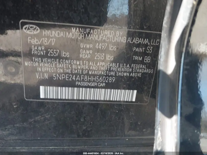 2017 HYUNDAI SONATA SE