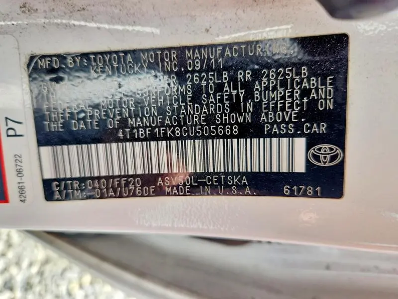 2012 TOYOTA CAMRY SE  