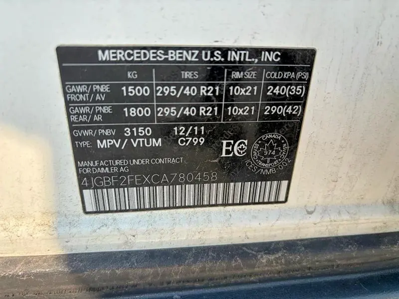 2012 MERCEDES-BENZ GL 350 BLUETEC  