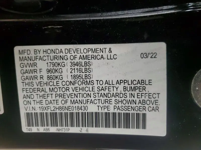 2022 HONDA CIVIC SPORT  