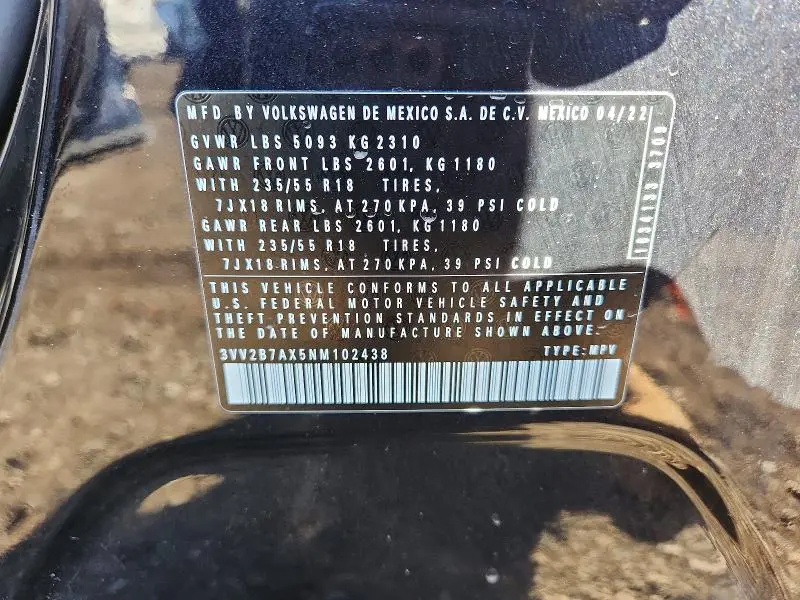 2022 VOLKSWAGEN TIGUAN SE  