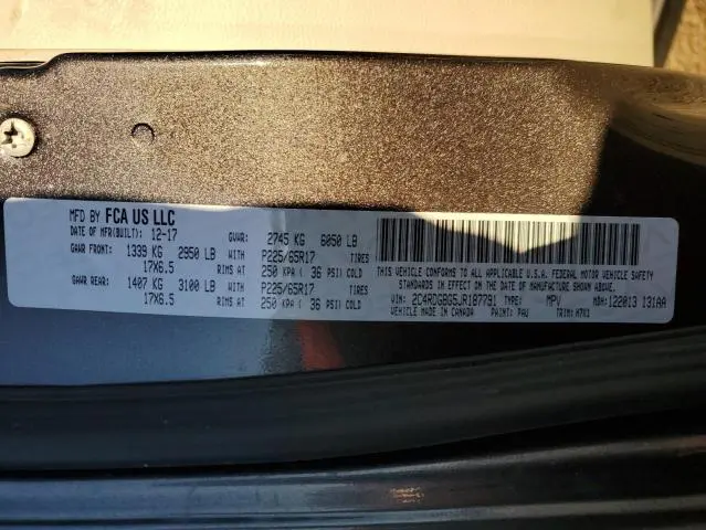 2018 DODGE GRAND CARAVAN SE  