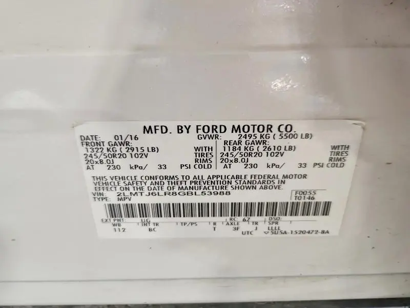 2016 LINCOLN MKX RESERVE  