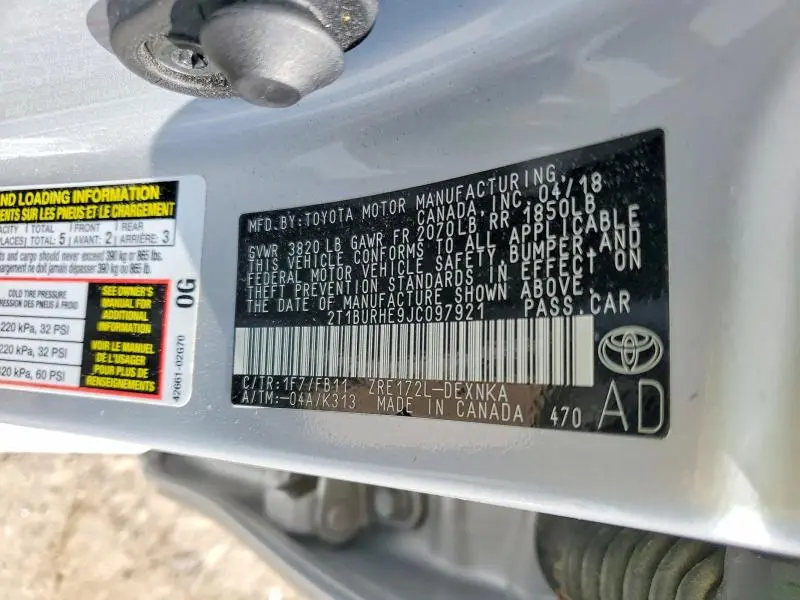 2018 TOYOTA COROLLA LE  