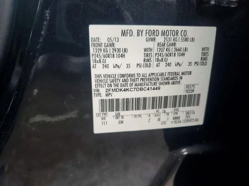 2013 FORD EDGE LIMITED  