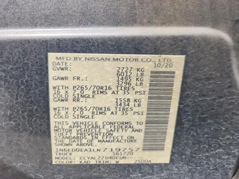 2020 NISSAN FRONTIER SV  