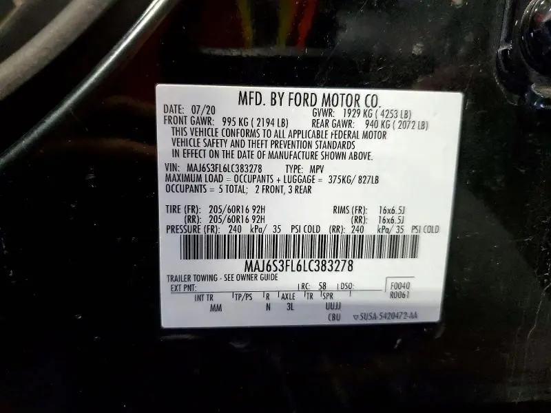 2020 FORD ECOSPORT S  