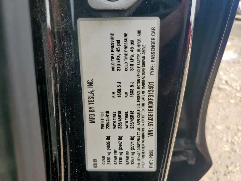 2019 TESLA MODEL 3   