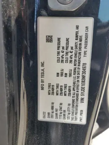 2022 TESLA MODEL 3   