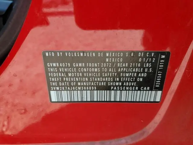 2012 VOLKSWAGEN JETTA BASE  