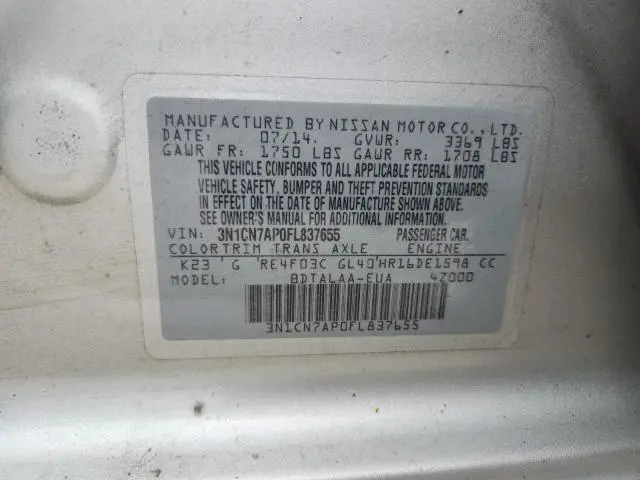 2015 NISSAN VERSA S  