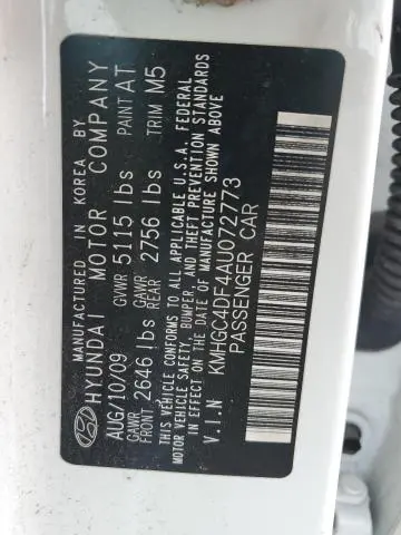 2010 HYUNDAI GENESIS 4.6L  