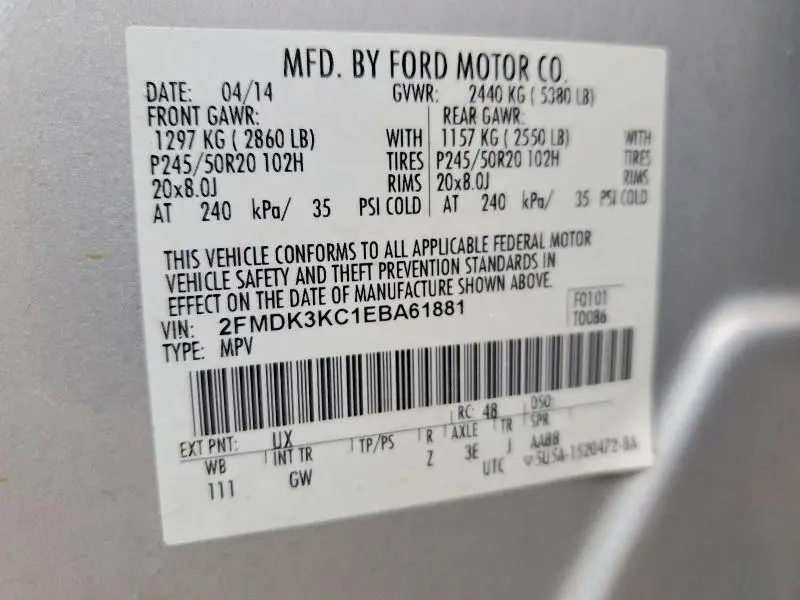 2014 FORD EDGE LIMITED  