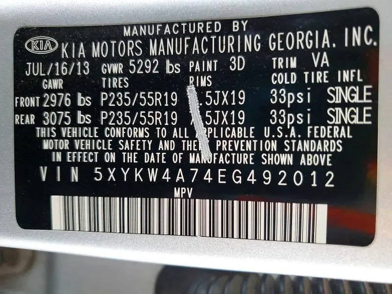 2014 KIA SORENTO SX  