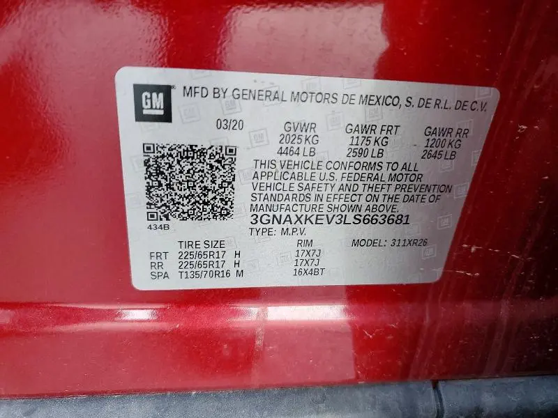 2020 CHEVROLET EQUINOX LT  