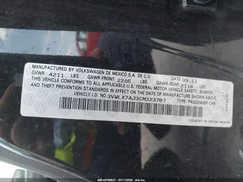 2012 VOLKSWAGEN JETTA 2.5L SEL
