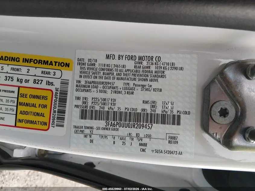 2018 FORD FUSION HYBRID S