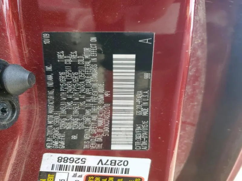 2010 TOYOTA SIENNA CE 7-PASSENGER  