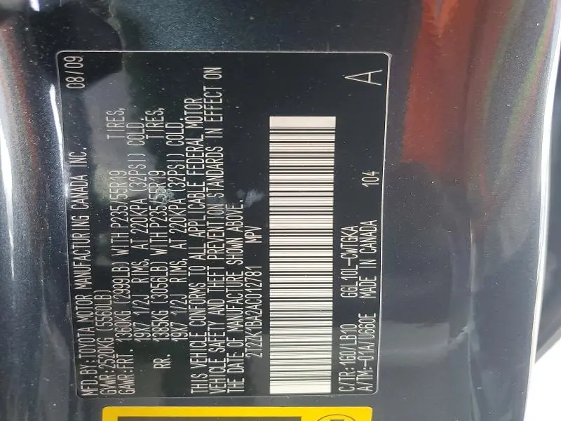 2010 LEXUS RX 350 BASE  