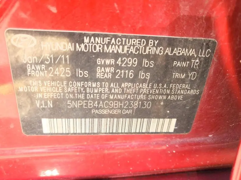 2011 HYUNDAI SONATA GLS  