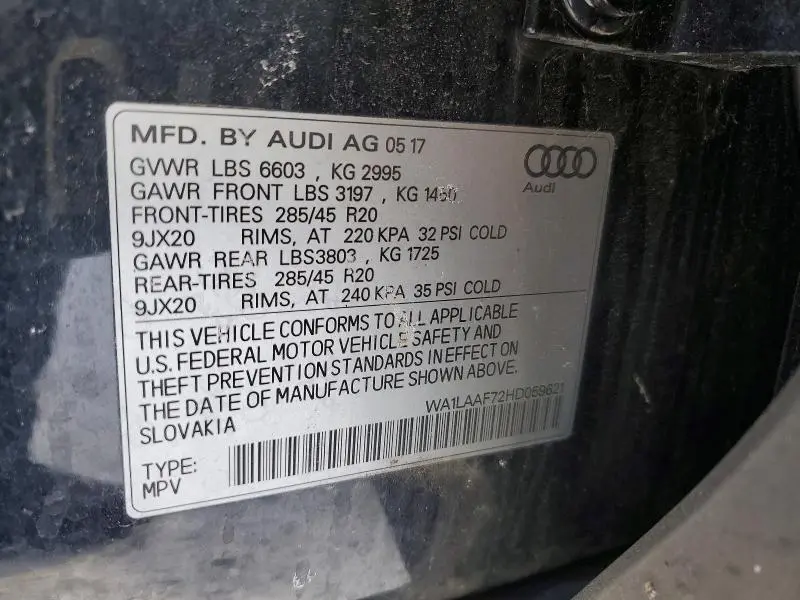 2017 AUDI Q7 PREMIUM PLUS  