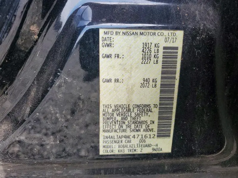 2017 NISSAN ALTIMA 2.5 SR  