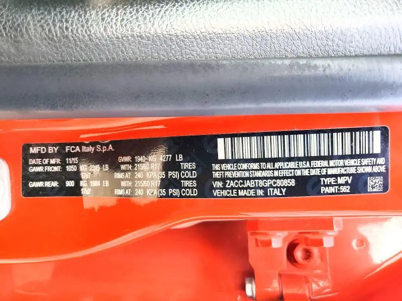 2016 JEEP RENEGADE LATITUDE  