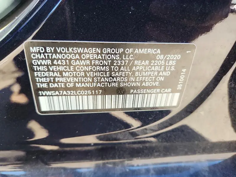 2020 VOLKSWAGEN PASSAT SE  