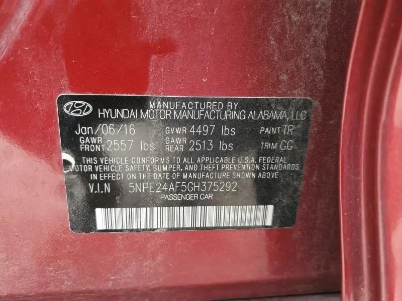 2016 HYUNDAI SONATA SE  