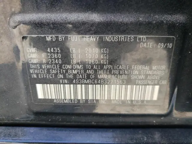 2011 SUBARU LEGACY 2.5I PREMIUM