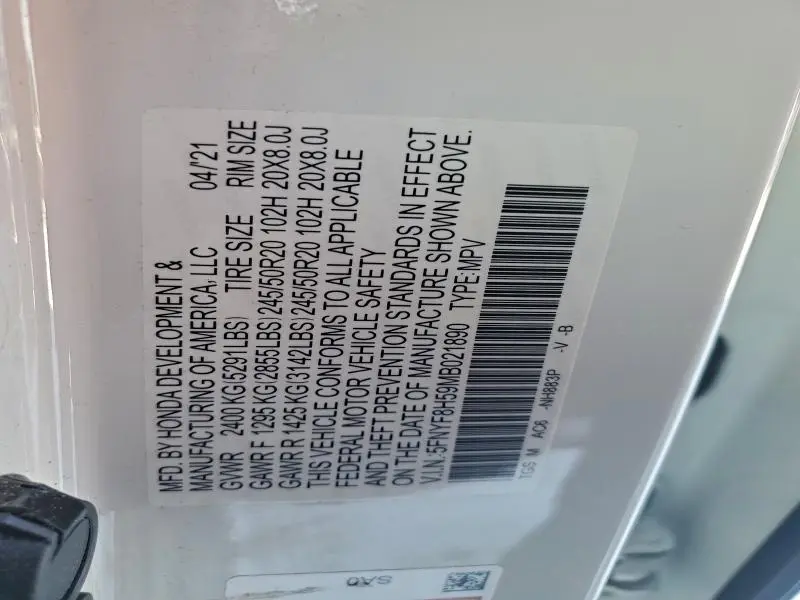 2021 HONDA PASSPORT EXL  