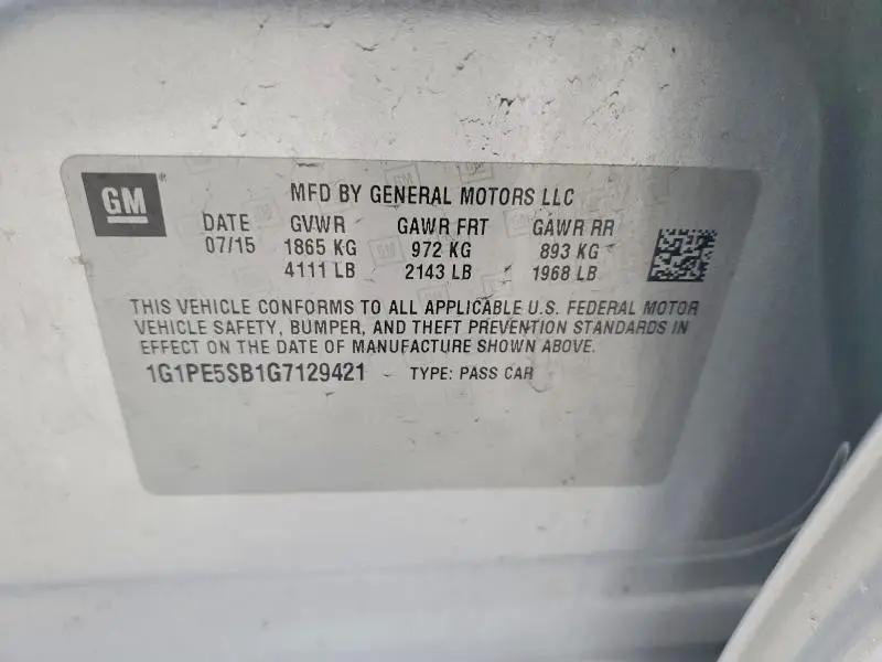 2016 CHEVROLET CRUZE LIMITED LT  