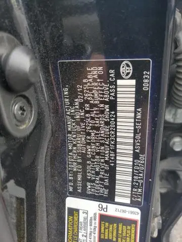 2012 TOYOTA CAMRY BASE  