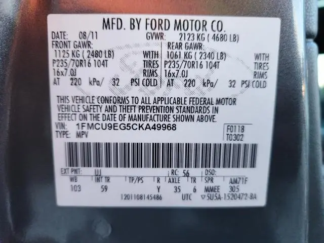 2012 FORD ESCAPE LIMITED  