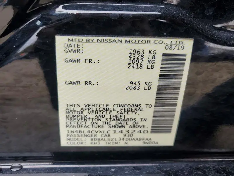 2020 NISSAN ALTIMA SR  