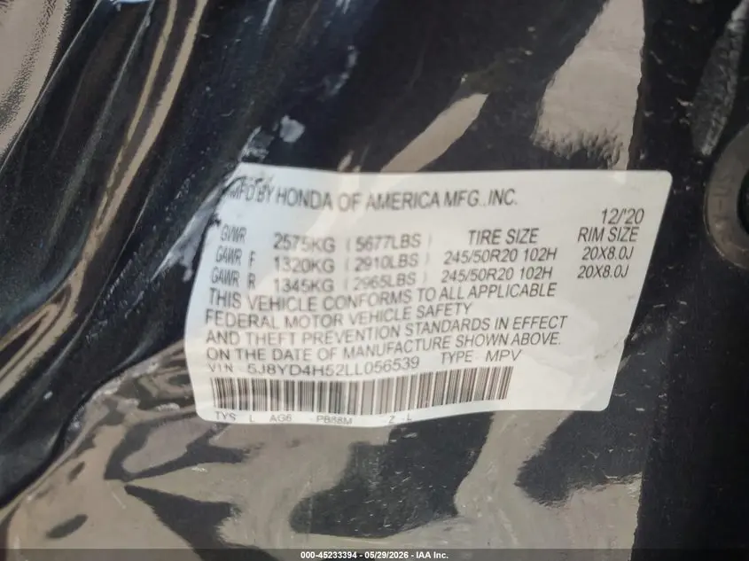 2020 ACURA MDX TECHNOLOGY PACKAGE