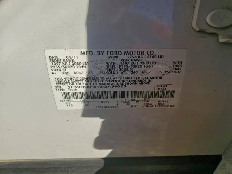 2011 FORD EXPLORER LIMITED  