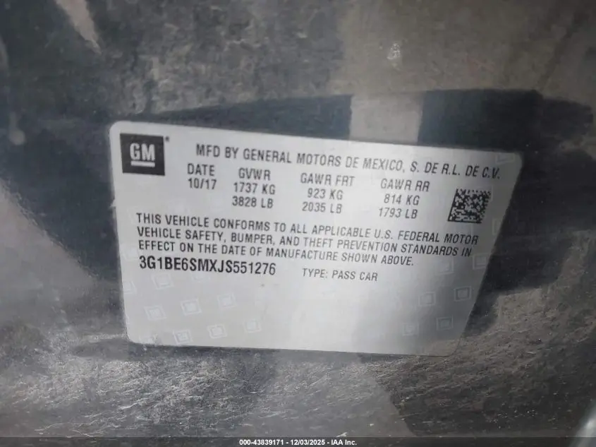 2018 CHEVROLET CRUZE LT AUTO