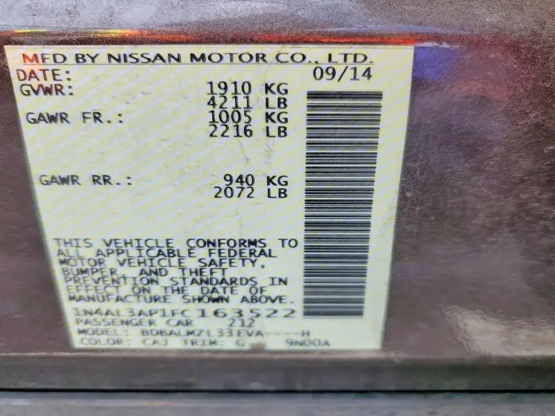 2015 NISSAN ALTIMA 2.5 SV  