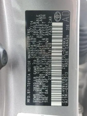 2014 TOYOTA COROLLA L  